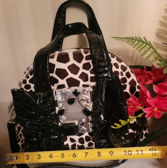 NWOT Made in Italy crystals and ruffles crossbody bag. - Picture 6 of 16